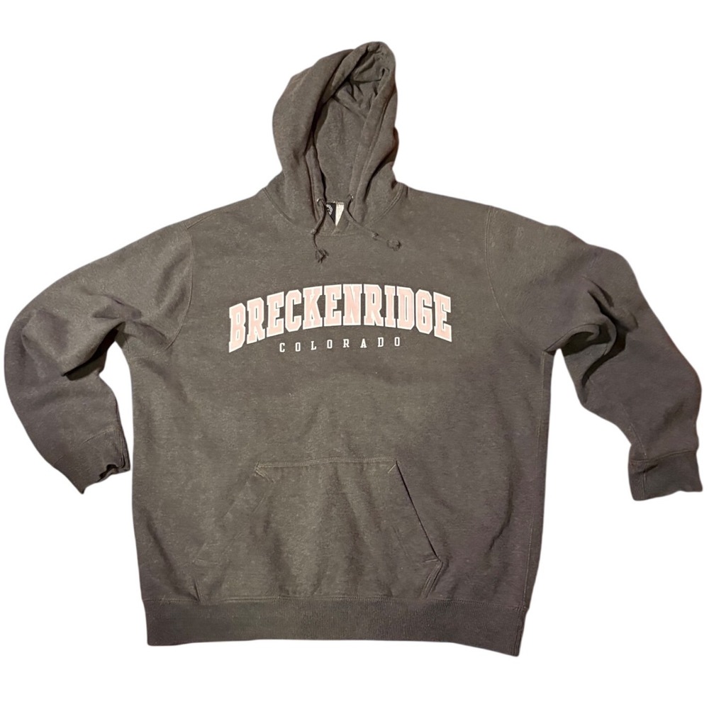 PAC Breckenridge Colorado Hoodie Women XL Gray Good Graphic Pullover Sweatshirt